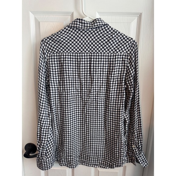 Merona Black White Gingham Plaid Button Front Shirt Small - Picture 4 of 5